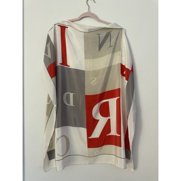 Women's Satin Silk Scarf Vintage Made In Italy Letter Print 34x34 - Picture 1 of 3